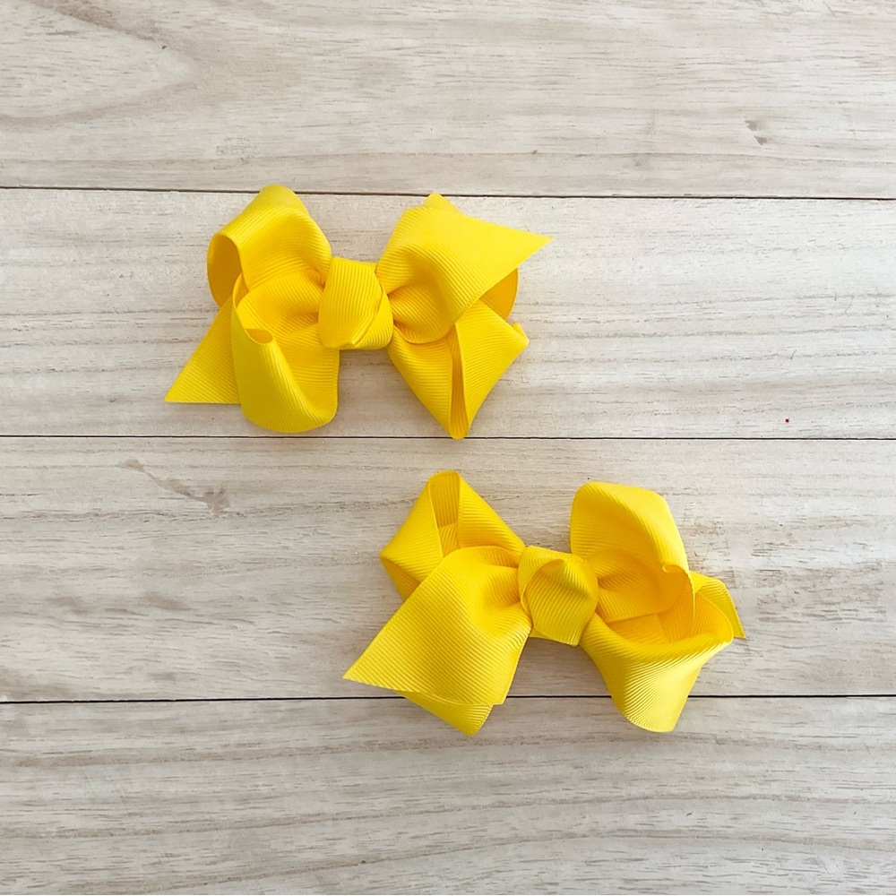Bright Yellow Girls Hair Bow Set (Set of 2)